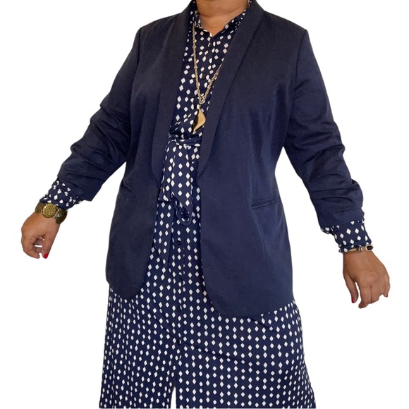 ELOQUII Elements Women's Plus Size Diamond Print Midi Tie Waist Shirt Dress - Picture 6 of 12